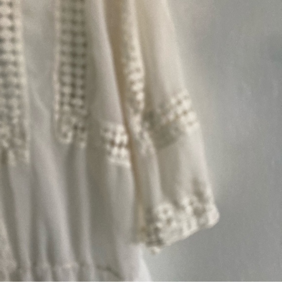 Daniel Rainn Boho Sheer Crinkle Lace Women Plus Size Top Off White 1X - Picture 4 of 5